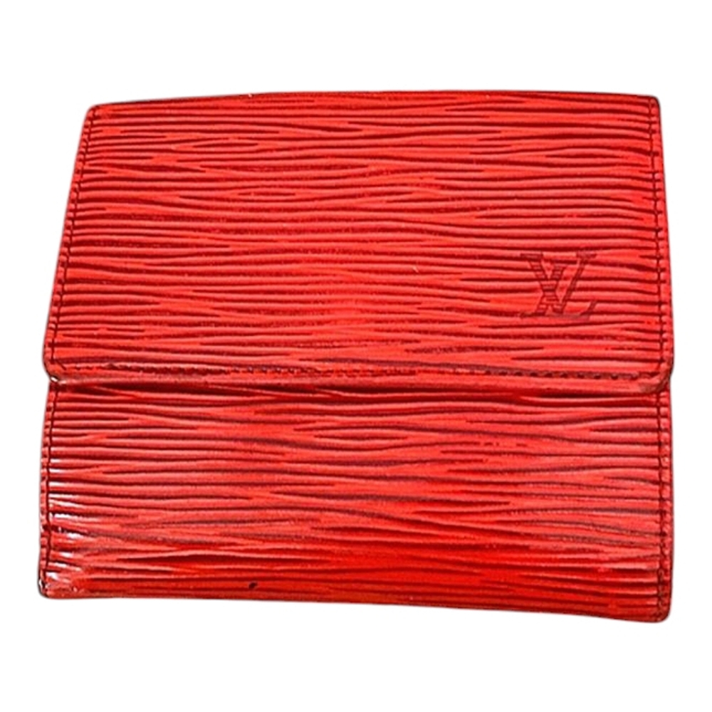LOUIS VUITTON AUTHENTIC EPI RED LEATHER TRIFOLD WALLET EUC